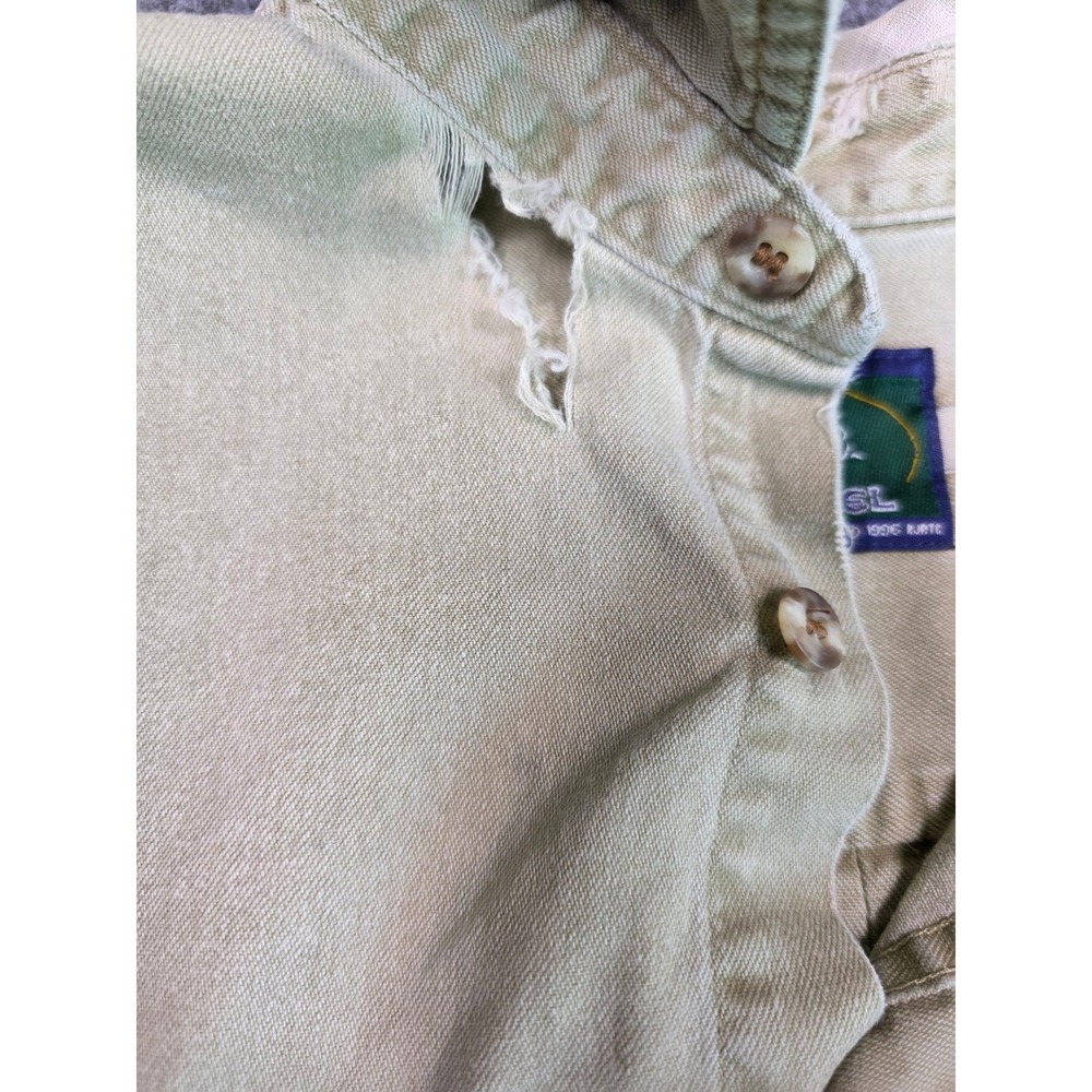 Vintage Camel Button Down Shirt Mens L Khaki 1996 Distressed Cotton Canvas - Picture 12 of 15